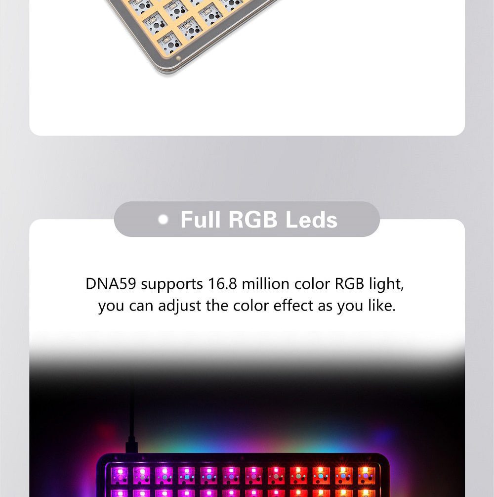 DNA DNA59 50% Kit Custom Mechanical Keyboard Kit PCB CASE hot swappable switch with RGB switch led support lighting effects 1U DNA DNA59 50% Kit Custom Mechanical Keyboard Kit PCB CASE hot swappable switch with RGB switch led support lighting effects 1U