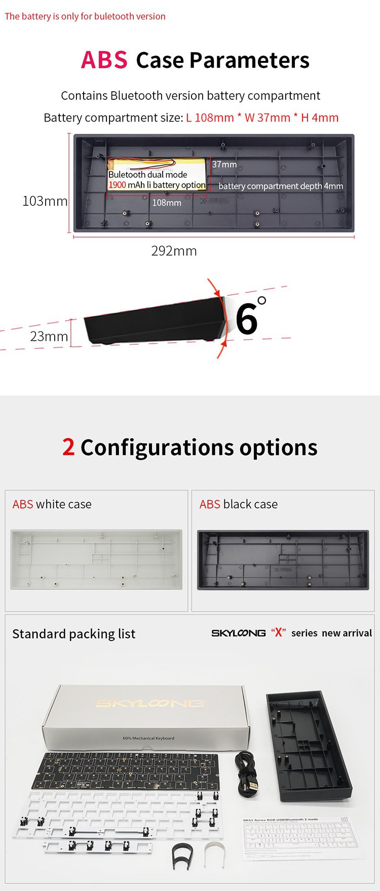 gk61xs gk61 dual mode bluetooth 5.0 60% mechanical keyboard rgb switch led hot swapping socket type c pcb case split spacebar gk61xs gk61 dual mode bluetooth 5.0 60% mechanical keyboard rgb switch led hot swapping socket type c pcb case split spacebar