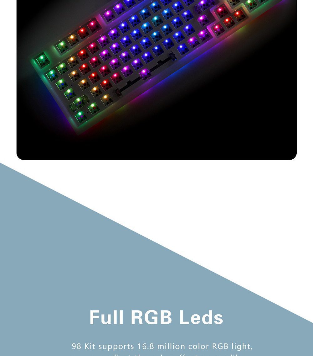 NextTime X98 98% Mechanical Keyboard kit PCB CASE hot swappable switch support lighting effects with RGB switch led type c NextTime X98 98% Mechanical Keyboard kit PCB CASE hot swappable switch support lighting effects with RGB switch led type c