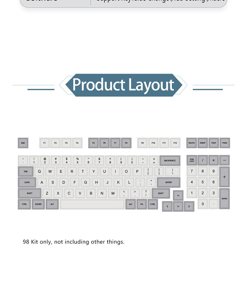 NextTime X98 98% Mechanical Keyboard kit PCB CASE hot swappable switch support lighting effects with RGB switch led type c NextTime X98 98% Mechanical Keyboard kit PCB CASE hot swappable switch support lighting effects with RGB switch led type c