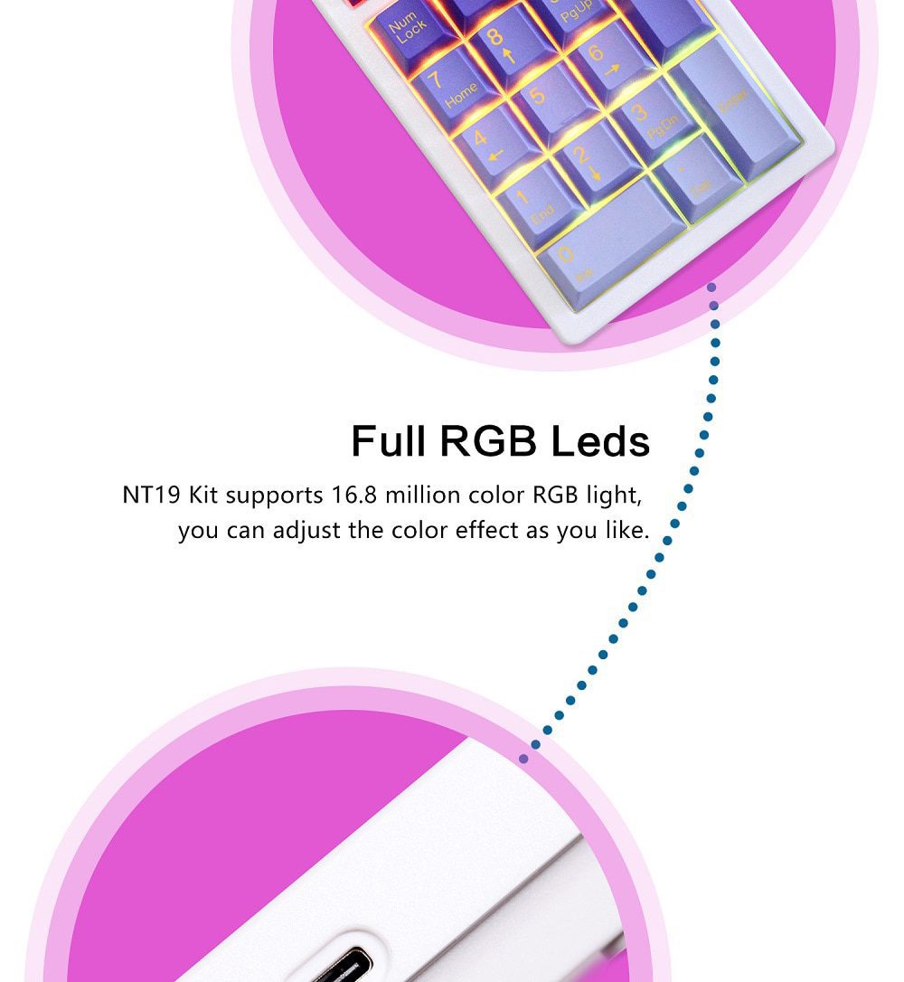 NextTime NT19 Numpad 19 20% Bluetooth 2.4G 3 Mode Gasket Mechanical Keyboard kit PCB Hot Swappable Switch RGB led Next Time 19 NextTime NT19 Numpad 19 20% Bluetooth 2.4G 3 Mode Gasket Mechanical Keyboard kit PCB Hot Swappable Switch RGB led Next Time 19