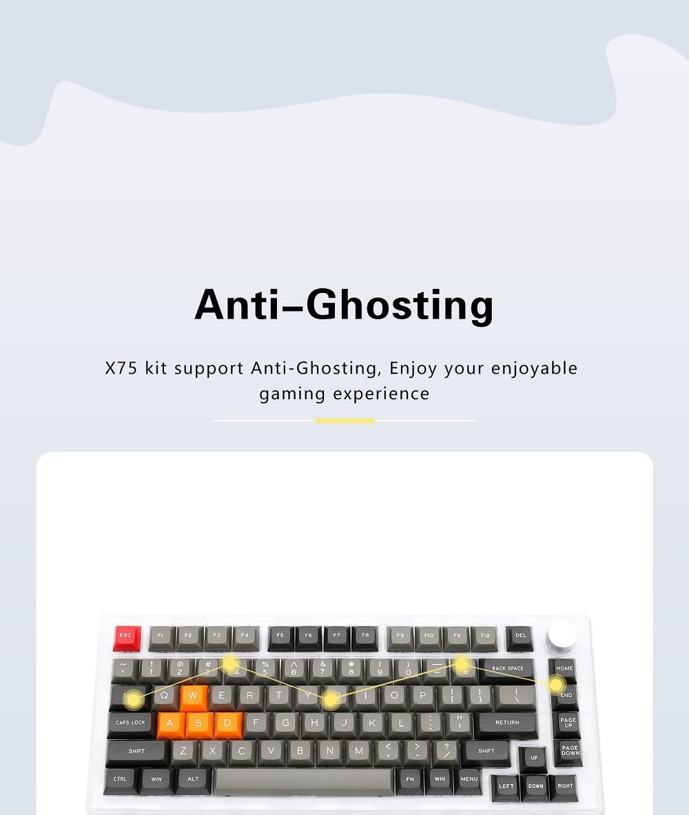 NextTime X75 75% Gasket Mechanical Keyboard kit PCB Hot Swappable Switch Lighting effects RGB switch led type c Next Time 75 NextTime X75 75% Gasket Mechanical Keyboard kit PCB Hot Swappable Switch Lighting effects RGB switch led type c Next Time 75