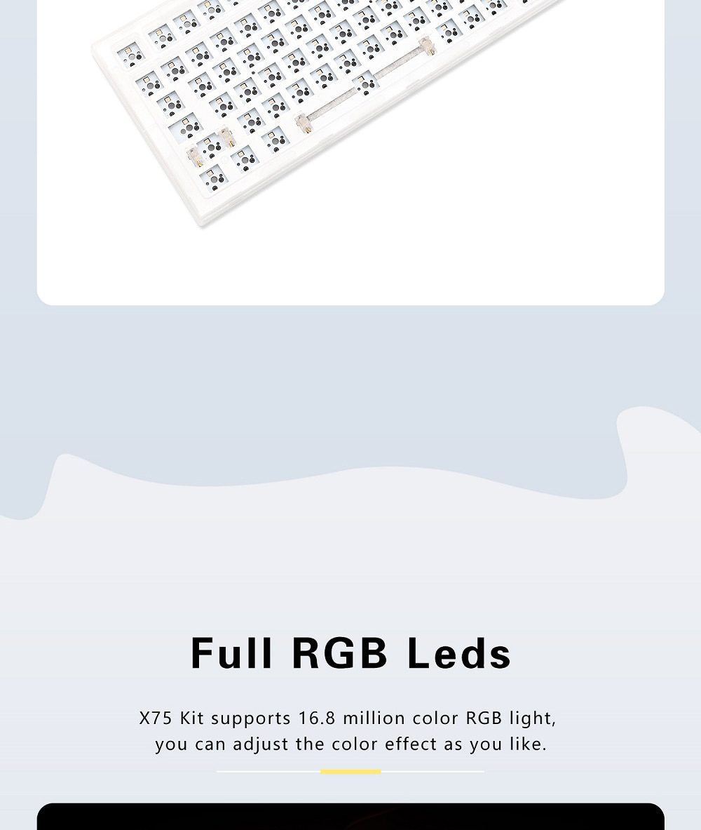 NextTime X75 75% Gasket Mechanical Keyboard kit PCB Hot Swappable Switch Lighting effects RGB switch led type c Next Time 75 NextTime X75 75% Gasket Mechanical Keyboard kit PCB Hot Swappable Switch Lighting effects RGB switch led type c Next Time 75