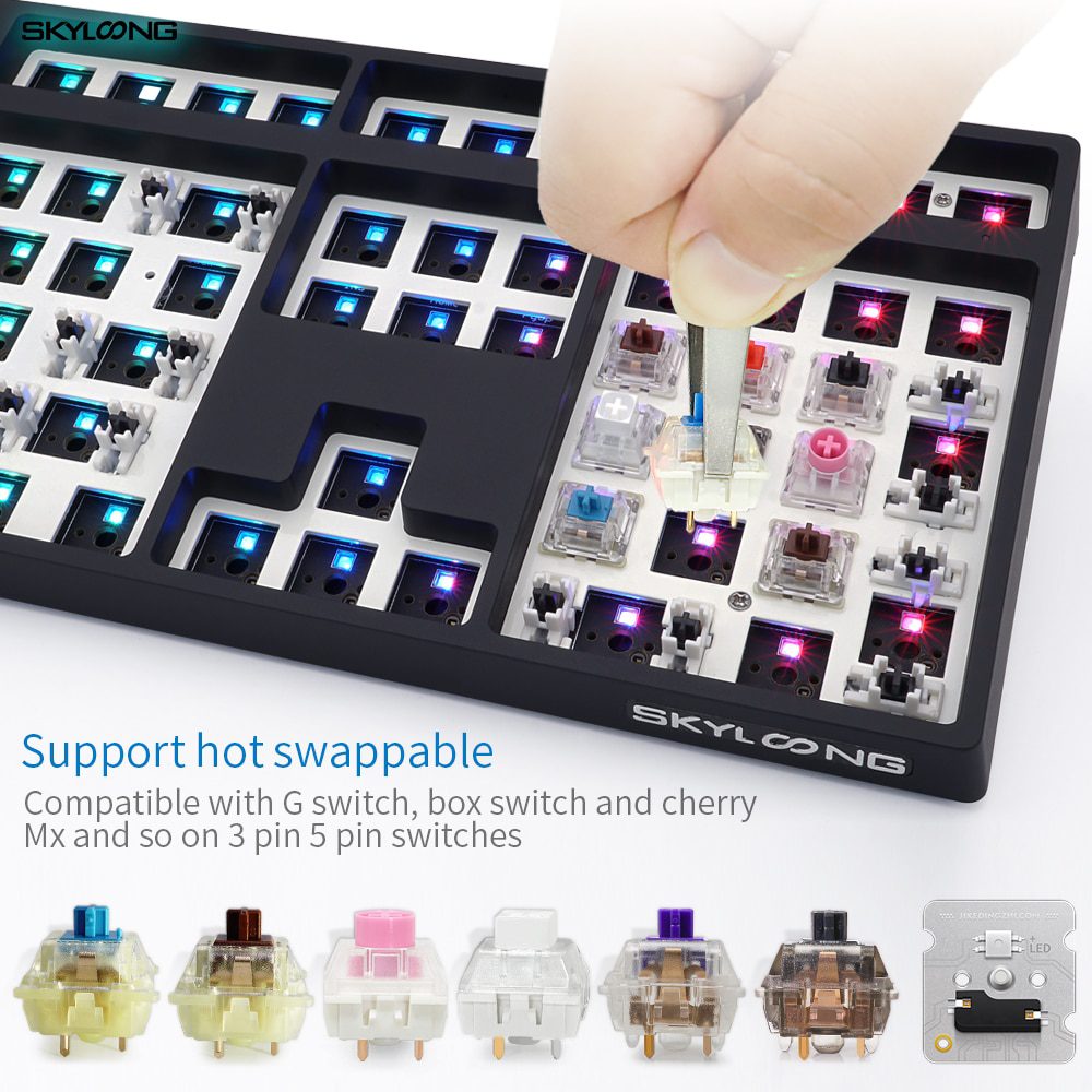 GK108 GK108S Dual Mode hot swappable 100% Custom Mechanical Keyboard Kit support rgb switch led type c software balck white case GK108 GK108S Dual Mode hot swappable 100% Custom Mechanical Keyboard Kit support rgb switch led type c software balck white case