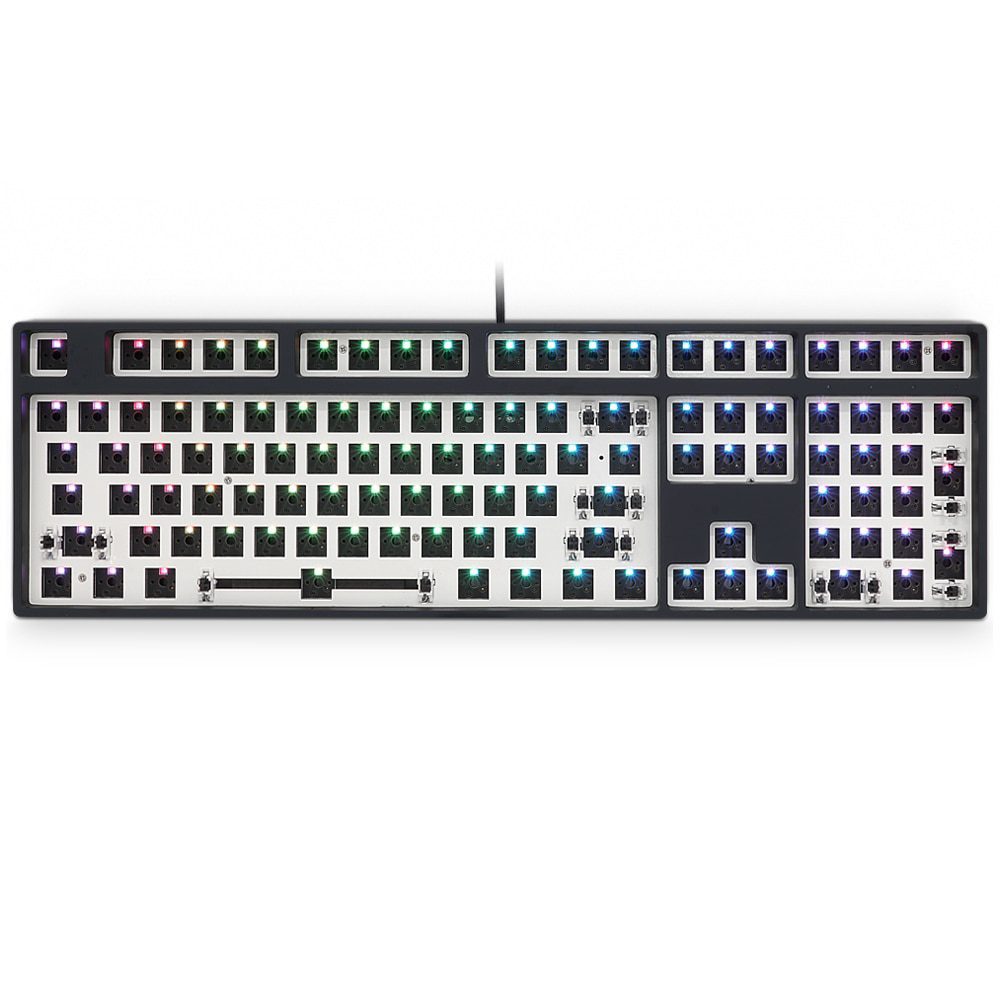 GK108 GK108S Dual Mode hot swappable 100% Custom Mechanical Keyboard Kit support rgb switch led type c software balck white case GK108 GK108S Dual Mode hot swappable 100% Custom Mechanical Keyboard Kit support rgb switch led type c software balck white case