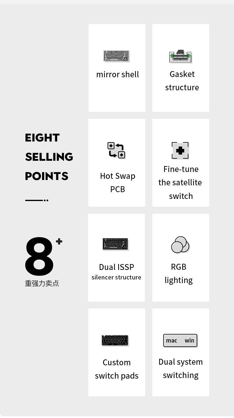 FL·ESPORTS Q75 Mechanical Keyboard Kit 82 Key Hot Swappable RGB Lighting Effect Configuration Driver Cable Mode Wired Version