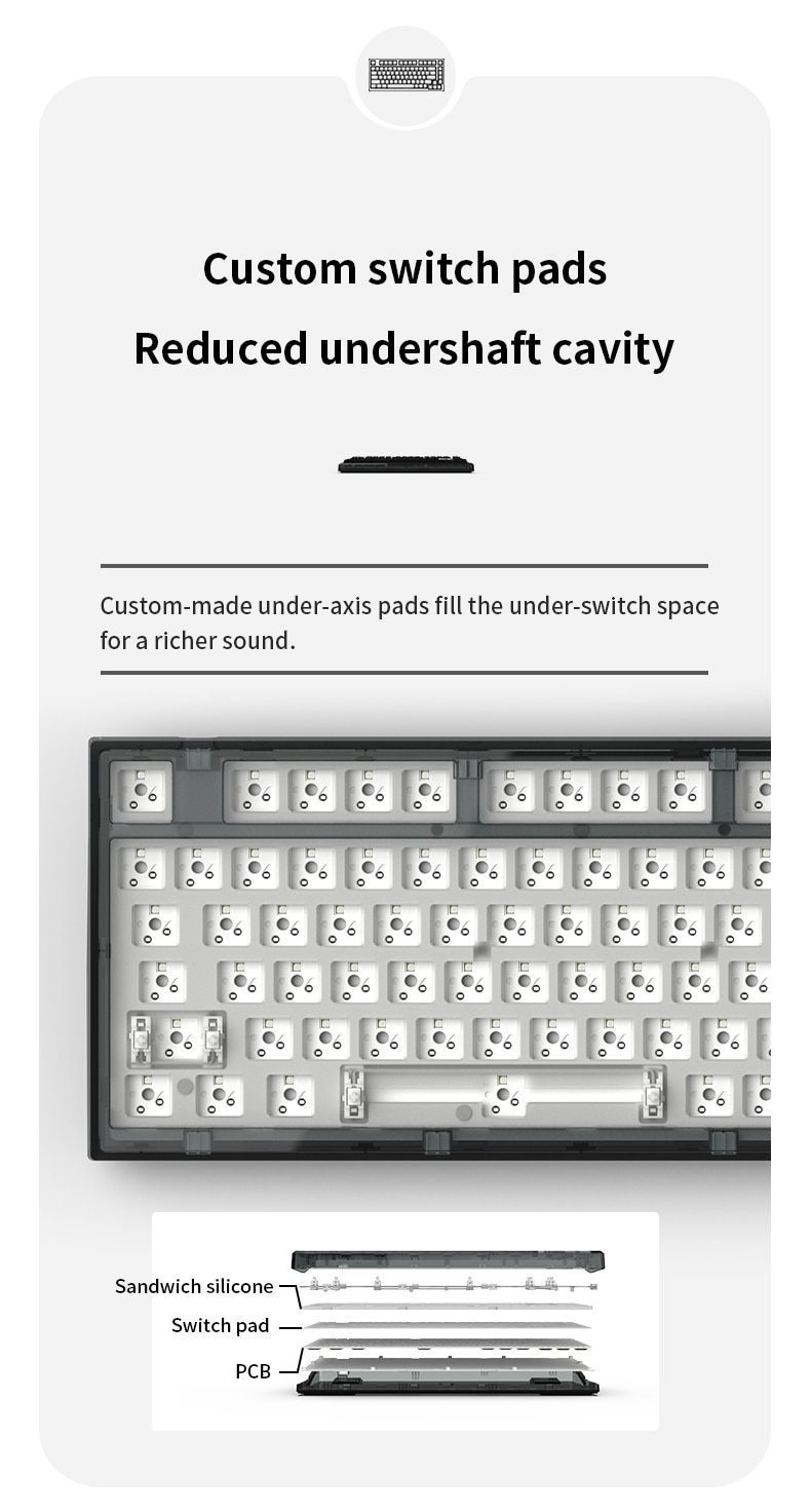 FL·ESPORTS Q75 Mechanical Keyboard Kit 82 Key Hot Swappable RGB Lighting Effect Configuration Driver Cable Mode Wired Version