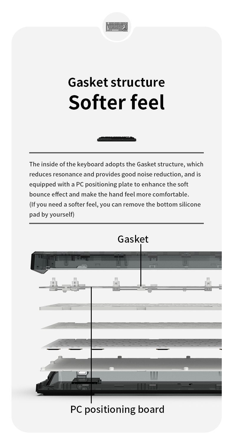 FL·ESPORTS Q75 Mechanical Keyboard Kit 82 Key Hot Swappable RGB Lighting Effect Configuration Driver Cable Mode Wired Version