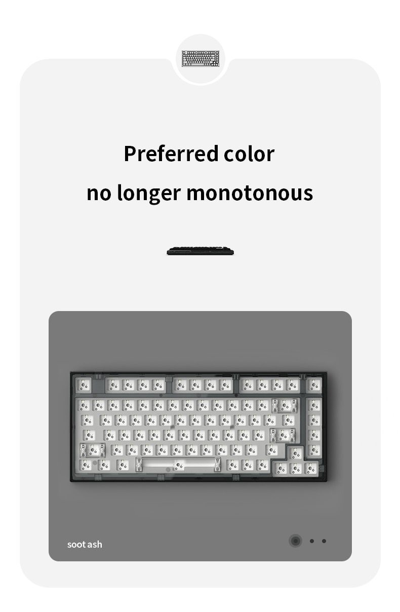 FL·ESPORTS Q75 Mechanical Keyboard Kit 82 Key Hot Swappable RGB Lighting Effect Configuration Driver Cable Mode Wired Version