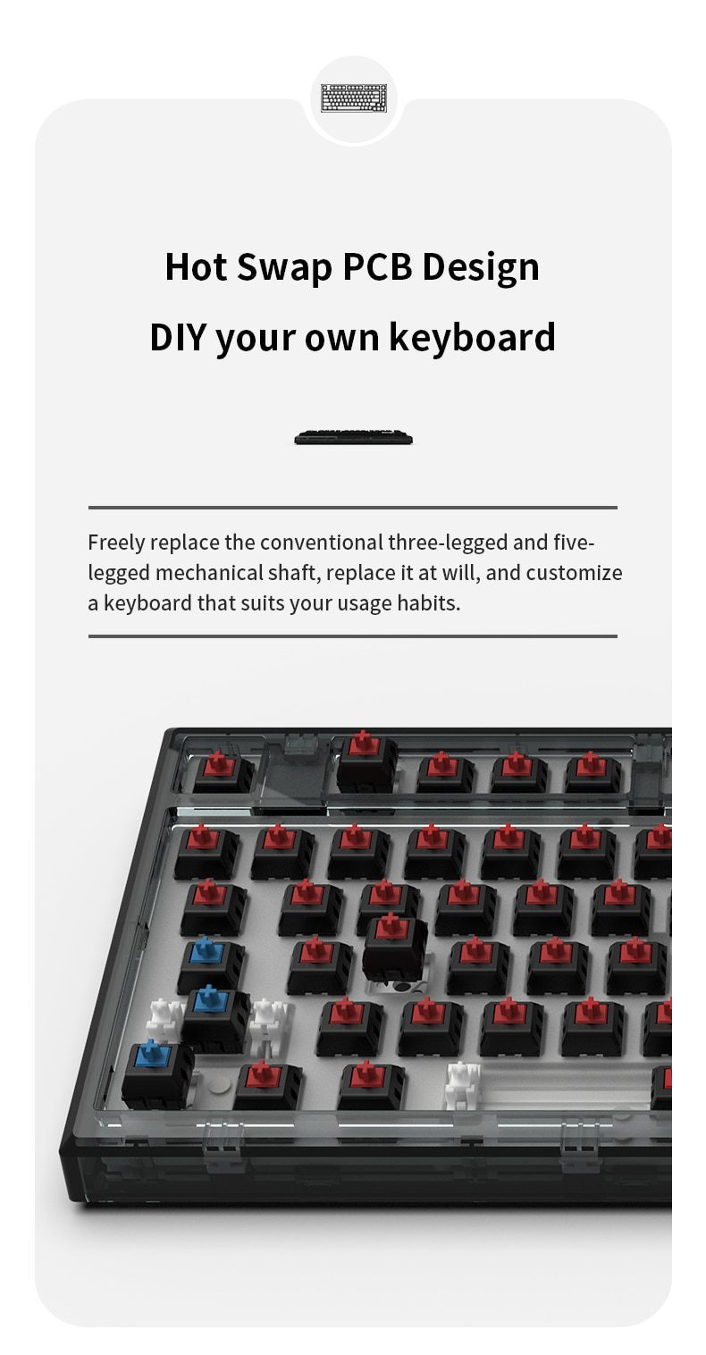 FL·ESPORTS Q75 Mechanical Keyboard Kit 82 Key Hot Swappable RGB Lighting Effect Configuration Driver Cable Mode Wired Version