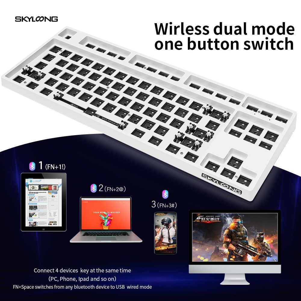 gk87s hot swappable 80% Dual Mode Bluetooth 5.0 Custom Mechanical Keyboard Kit rgb switch leds type c software programmable gk87s hot swappable 80% Dual Mode Bluetooth 5.0 Custom Mechanical Keyboard Kit rgb switch leds type c software programmable