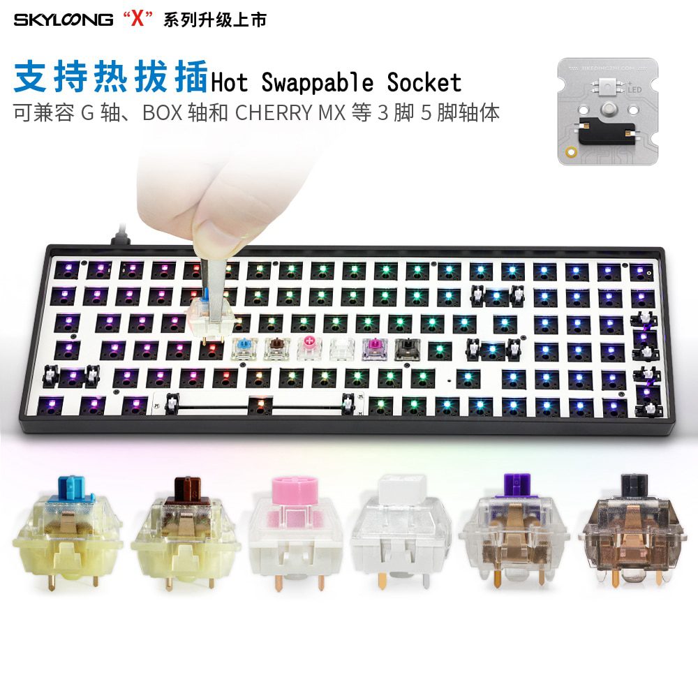 gk96 gk96x hot swappable Custom Mechanical Keyboard Kit support rgb switch leds type c software programmable balck white case gk96 gk96x hot swappable Custom Mechanical Keyboard Kit support rgb switch leds type c software programmable balck white case