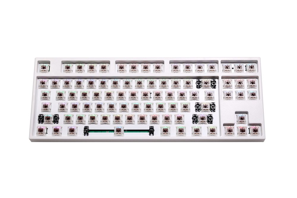 80% MKB87 TKL 87 key dual mode bluetooth White Mechanical Keyboard kit type c hot swappable switch lighting effects RGB switch