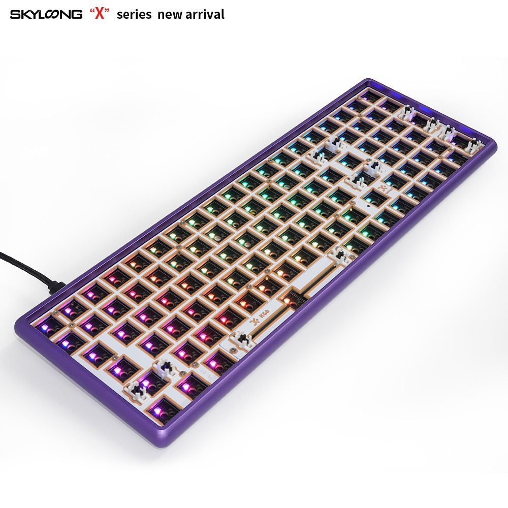 GK96XS Dual Mode Bluetooth hot swappable Mechanical Keyboard Kit support rgb switch leds type c software Grey Purple CNC Case GK96XS Dual Mode Bluetooth hot swappable Mechanical Keyboard Kit support rgb switch leds type c software Grey Purple CNC Case