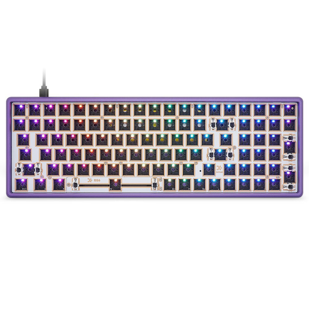 GK96XS Dual Mode Bluetooth hot swappable Mechanical Keyboard Kit support rgb switch leds type c software Grey Purple CNC Case GK96XS Dual Mode Bluetooth hot swappable Mechanical Keyboard Kit support rgb switch leds type c software Grey Purple CNC Case