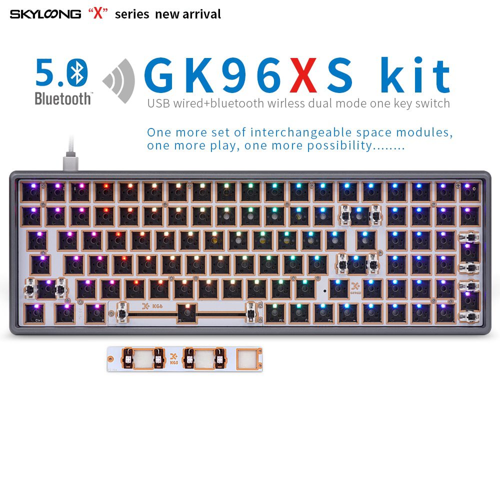 GK96XS Dual Mode Bluetooth hot swappable Mechanical Keyboard Kit support rgb switch leds type c software Grey Purple CNC Case GK96XS Dual Mode Bluetooth hot swappable Mechanical Keyboard Kit support rgb switch leds type c software Grey Purple CNC Case