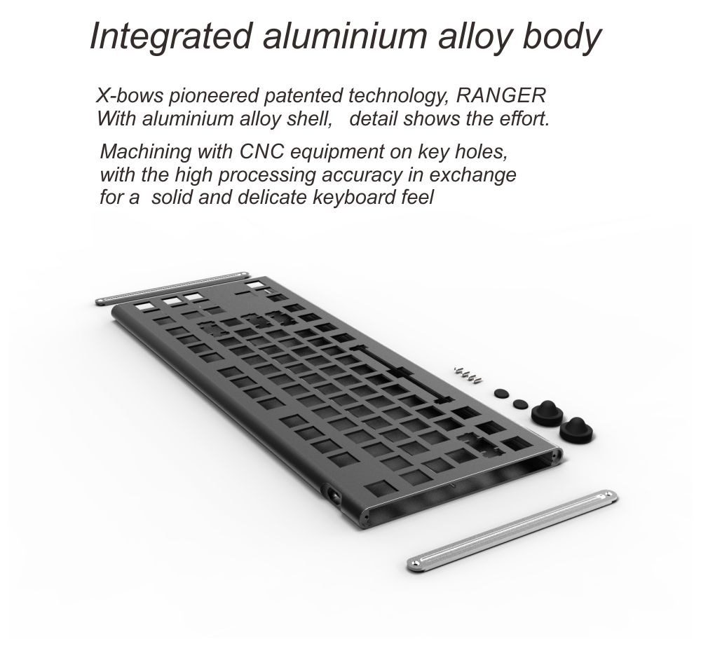xbow x-bow Ranger Mechanical keyboard kit pcb 87 key 80%  rgb leds type c usb port with cnc case hot swappable