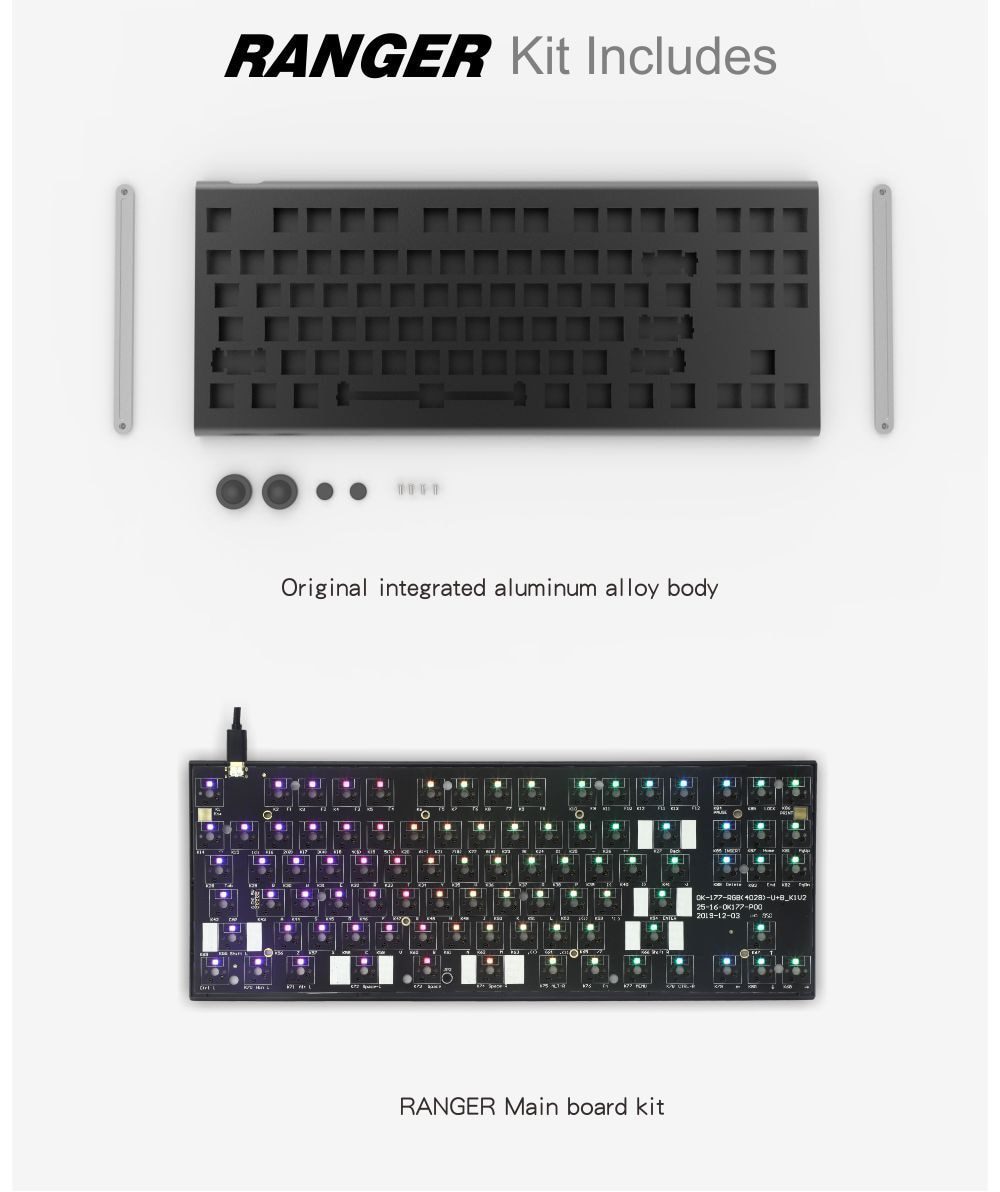 xbow x-bow Ranger Mechanical keyboard kit pcb 87 key 80%  rgb leds type c usb port with cnc case hot swappable
