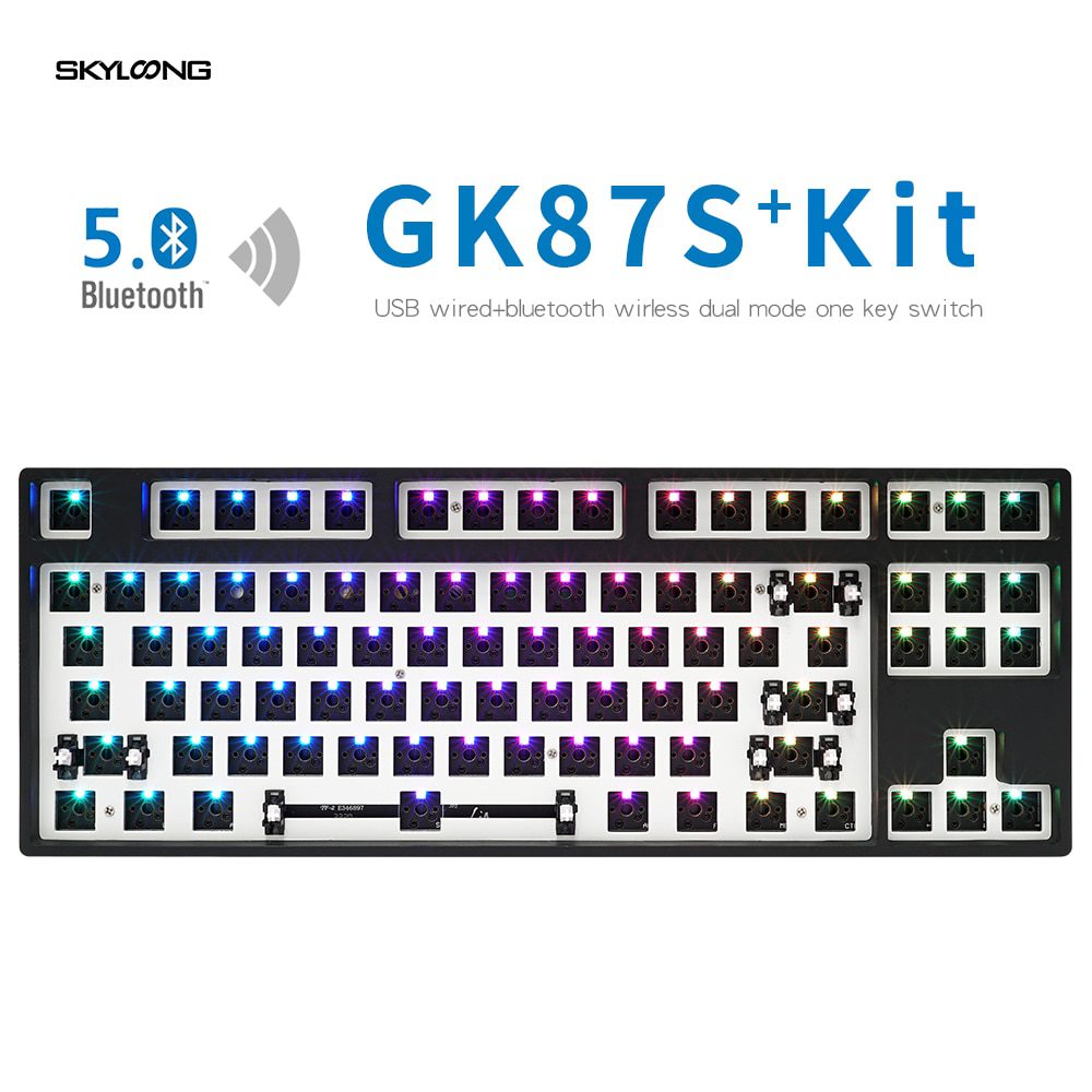gk87 hot swappable 80% Custom Mechanical Keyboard Kit support rgb switch leds type c has software programmable balck white case gk87 hot swappable 80% Custom Mechanical Keyboard Kit support rgb switch leds type c has software programmable balck white case