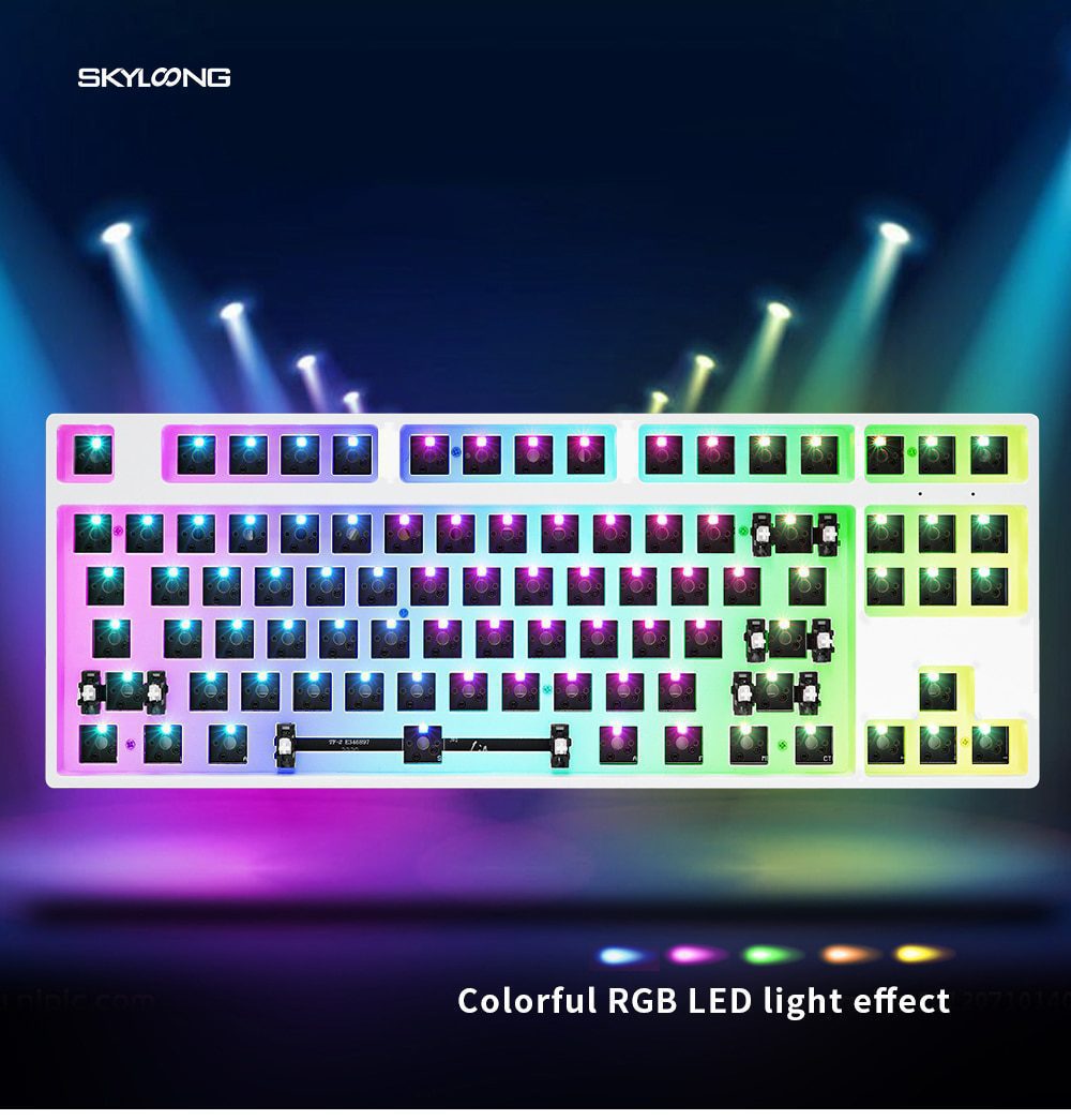 gk87 hot swappable 80% Custom Mechanical Keyboard Kit support rgb switch leds type c has software programmable balck white case gk87 hot swappable 80% Custom Mechanical Keyboard Kit support rgb switch leds type c has software programmable balck white case