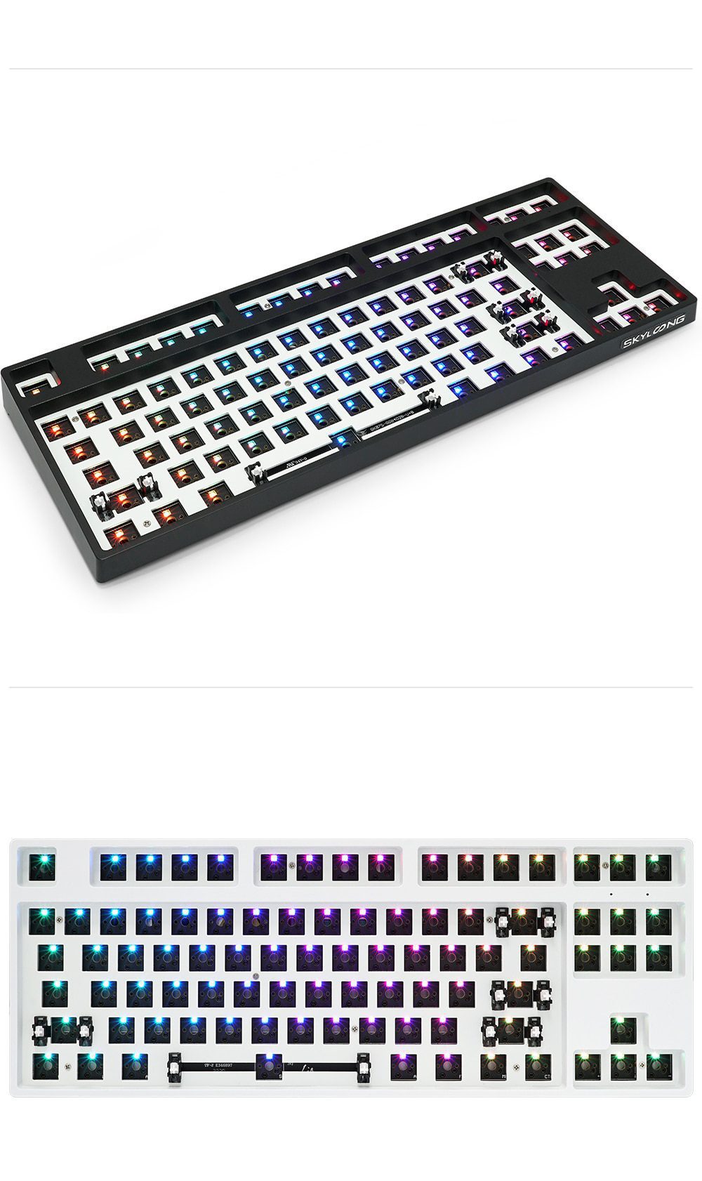 gk87 hot swappable 80% Custom Mechanical Keyboard Kit support rgb switch leds type c has software programmable balck white case gk87 hot swappable 80% Custom Mechanical Keyboard Kit support rgb switch leds type c has software programmable balck white case
