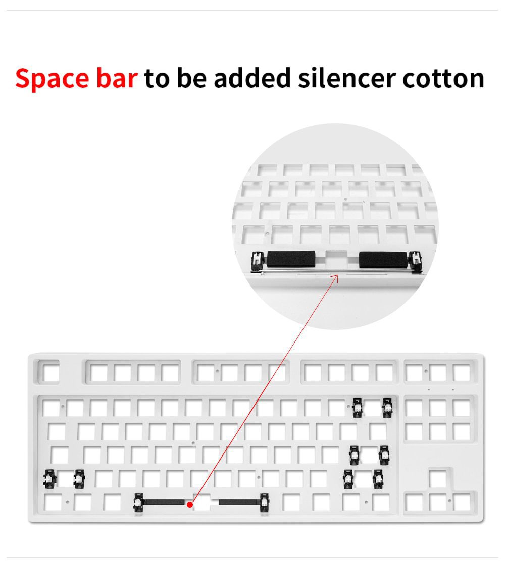 gk87 hot swappable 80% Custom Mechanical Keyboard Kit support rgb switch leds type c has software programmable balck white case gk87 hot swappable 80% Custom Mechanical Keyboard Kit support rgb switch leds type c has software programmable balck white case