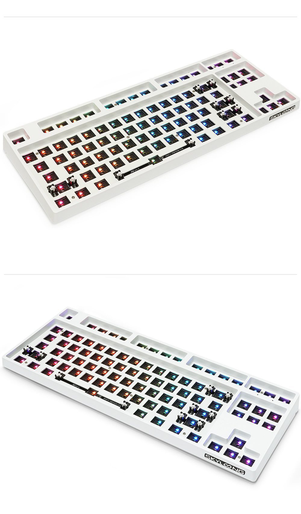gk87 hot swappable 80% Custom Mechanical Keyboard Kit support rgb switch leds type c has software programmable balck white case gk87 hot swappable 80% Custom Mechanical Keyboard Kit support rgb switch leds type c has software programmable balck white case