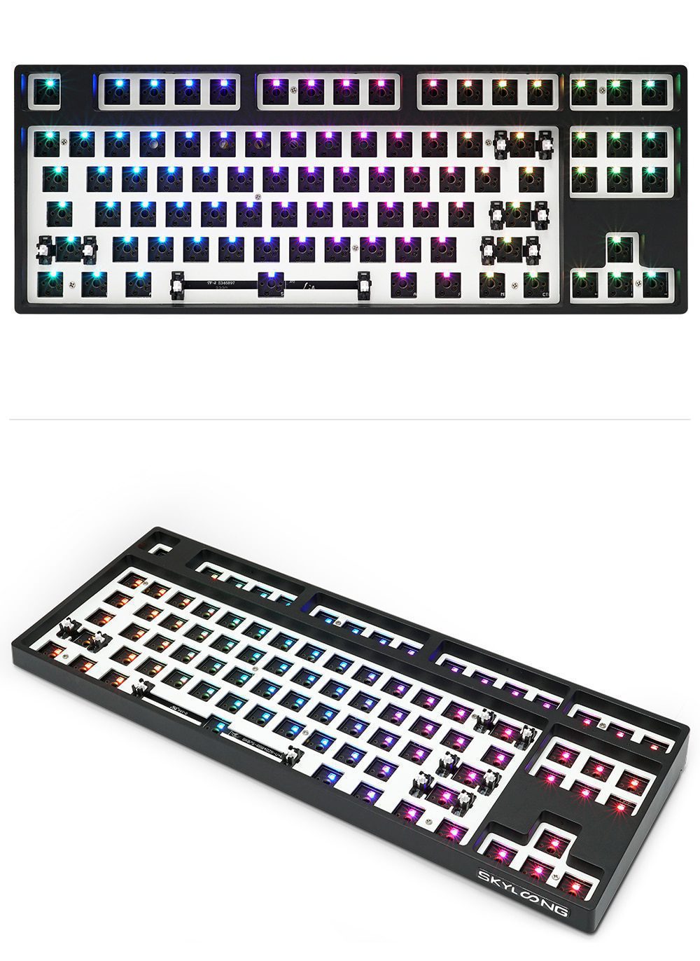 gk87 hot swappable 80% Custom Mechanical Keyboard Kit support rgb switch leds type c has software programmable balck white case gk87 hot swappable 80% Custom Mechanical Keyboard Kit support rgb switch leds type c has software programmable balck white case