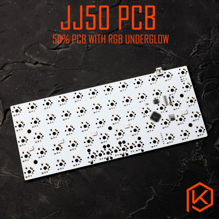 jj50 v1.0 Custom Mechanical Keyboard 50% PCB programmed 50 preonic layouts bface firmware with rgb bottom underglow led