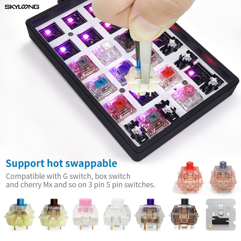 gk21s gk21 hot swappable blue tooth bt dual mode pcb Custom Mechanical Keyboard Numpad Kit rgb smd switch leds type c usb port