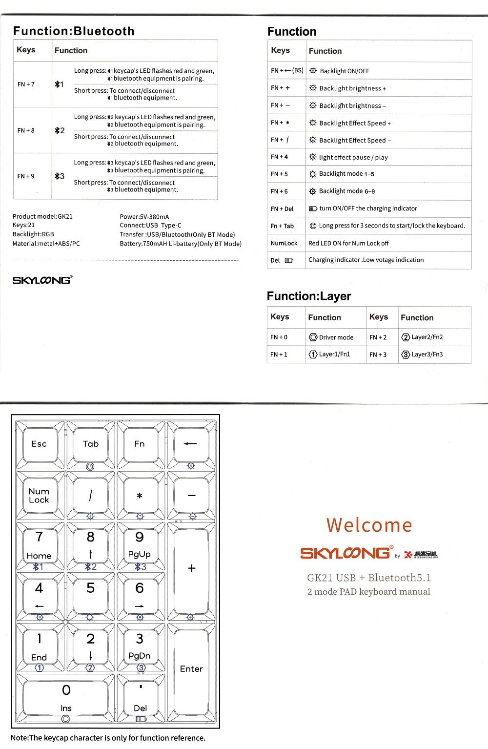 gk21s gk21 hot swappable blue tooth bt dual mode pcb Custom Mechanical Keyboard Numpad Kit rgb smd switch leds type c usb port