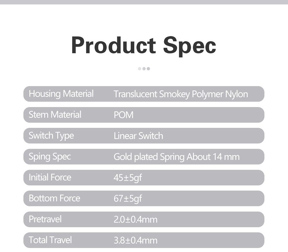 DUROCK Silent Linear Switches 67g Daybreak Gold Plated Spring Classic Blue Patent Silent Stem 5 Pins Linear Keyswitch for DIY Me DUROCK Silent Linear Switches 67g Daybreak Gold Plated Spring Classic Blue Patent Silent Stem 5 Pins Linear Keyswitch for DIY Me