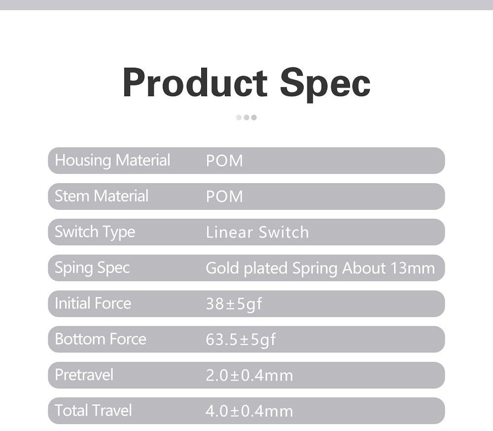 DUROCK Full POM Piano Switch 63.5g with Deeper Sound Super Smooth Performance Linear Switch 5 Pins Mechanical Keyboard Switch DUROCK Full POM Piano Switch 63.5g with Deeper Sound Super Smooth Performance Linear Switch 5 Pins Mechanical Keyboard Switch