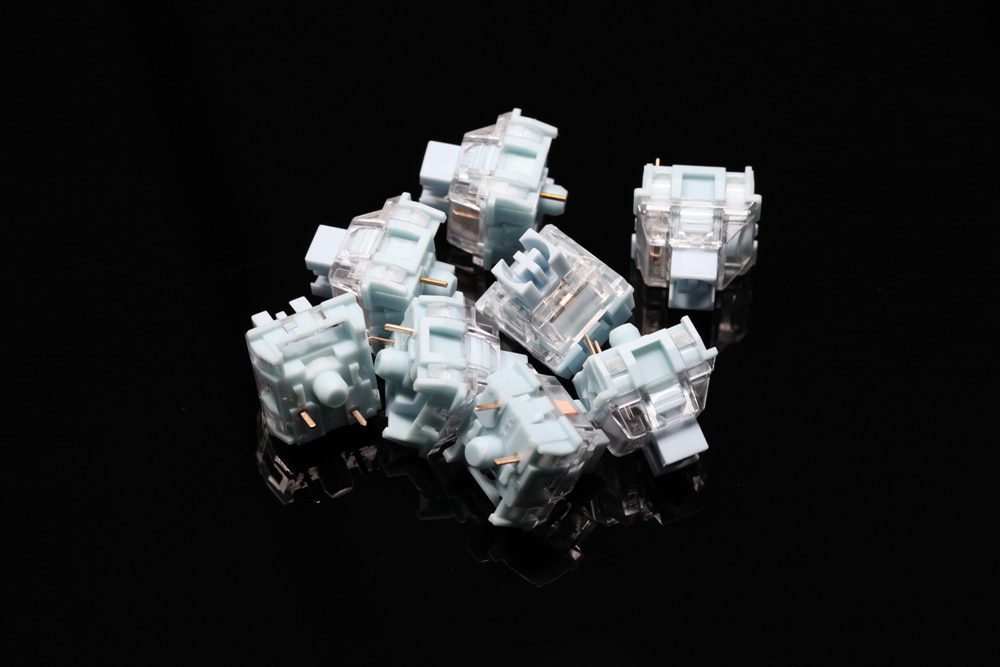 TTC Bluish White 42g Switch Tactile Switches For Mechanical Keyboard MX Series 3 Pins smd rgb light cyan colorway TTC Bluish White 42g Switch Tactile Switches For Mechanical Keyboard MX Series 3 Pins smd rgb light cyan colorway