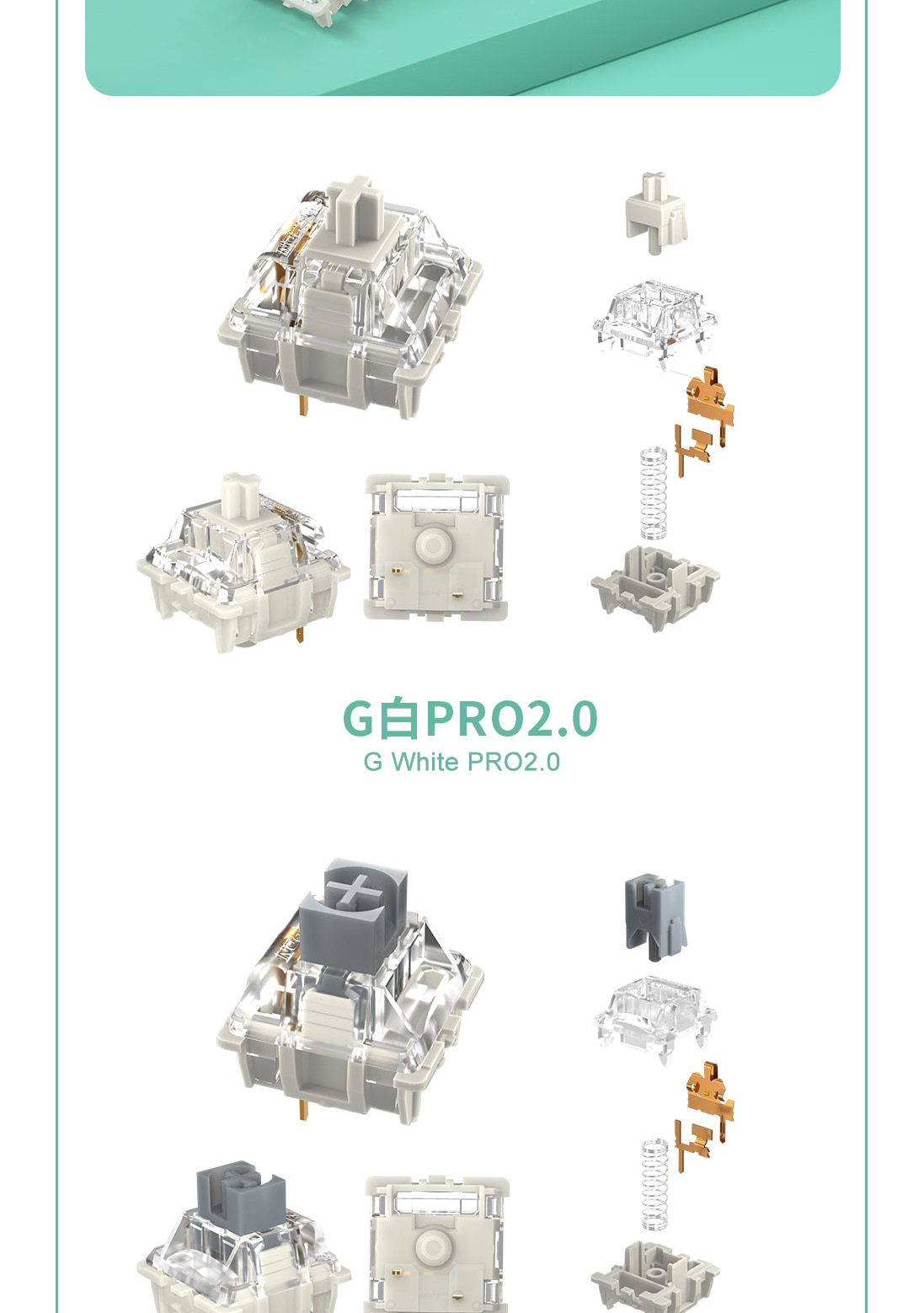 Gateron Pro V2 2.0 3pin RGB linear Tactile Switch White Yellow Red Silver Brown Switch for mechanical keyboard Pre Lubed Gateron Pro V2 2.0 3pin RGB linear Tactile Switch White Yellow Red Silver Brown Switch for mechanical keyboard Pre Lubed