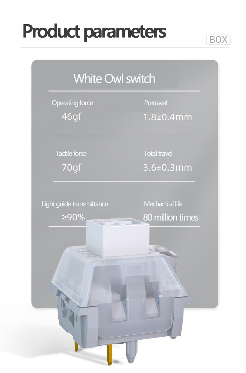 10PCS Kailh White Owl V2 Switch RGB SMD Clicky 70g Switches For Mechanical keyboard mx stem 5pin White Grey 10PCS Kailh White Owl V2 Switch RGB SMD Clicky 70g Switches For Mechanical keyboard mx stem 5pin White Grey