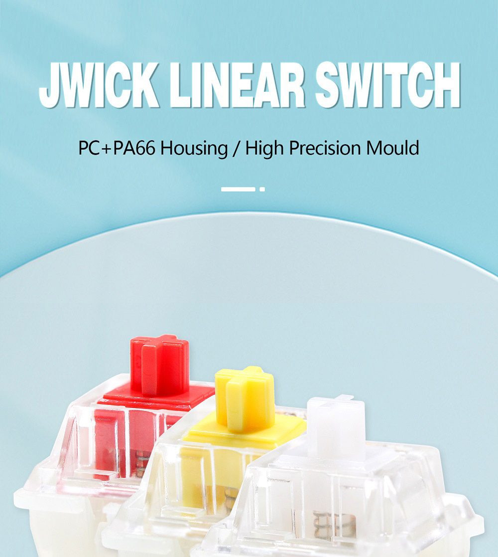 JWICK Red Yellow White Linear Switch 5pin RGB SMD 37g 60g 65g mx switch for mechanical keyboard 50m POM PC PA66 JWICK Red Yellow White Linear Switch 5pin RGB SMD 37g 60g 65g mx switch for mechanical keyboard 50m POM PC PA66
