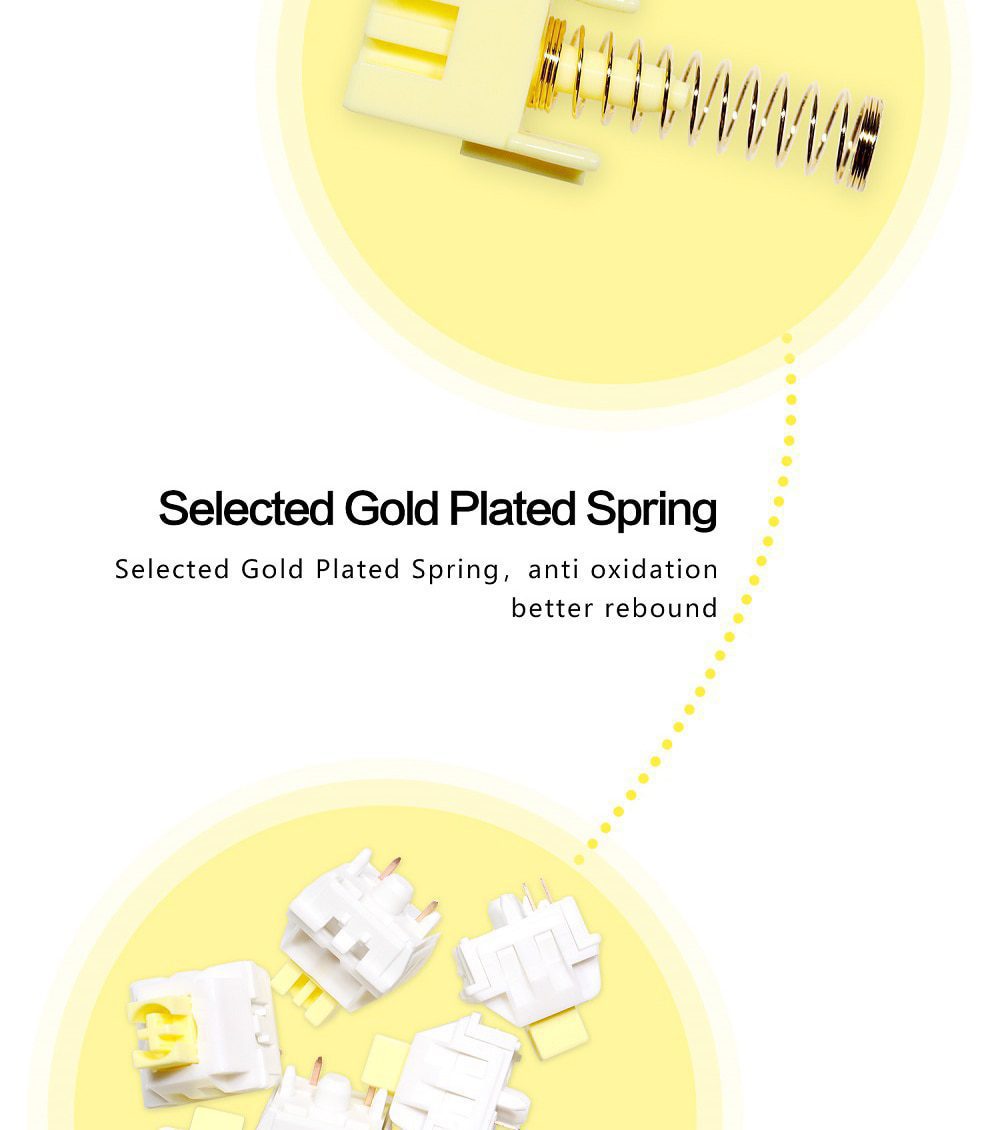 JWICK Ginger Milk Linear Switch 5pin RGB SMD 63.5g mx switch for mechanical keyboard 60m POM PA66 Gold Plated Spring Yellow JWICK Ginger Milk Linear Switch 5pin RGB SMD 63.5g mx switch for mechanical keyboard 60m POM PA66 Gold Plated Spring Yellow