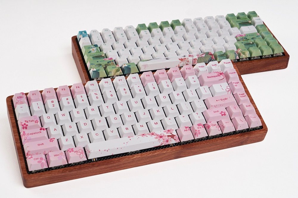 Cherry profile Dye Sub Keycap Set thick PBT plastic lotus pool green white blue colorway for gh60 xd64 xd84 xd96 tada68 87 104 Cherry profile Dye Sub Keycap Set thick PBT plastic lotus pool green white blue colorway for gh60 xd64 xd84 xd96 tada68 87 104