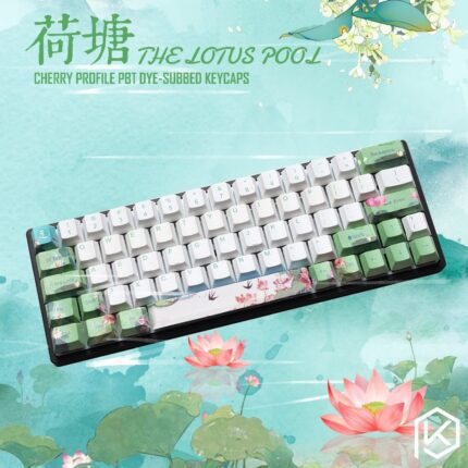Cherry profile Dye Sub Keycap Set thick PBT plastic lotus pool green white blue colorway for gh60 xd64 xd84 xd96 tada68 87 104
