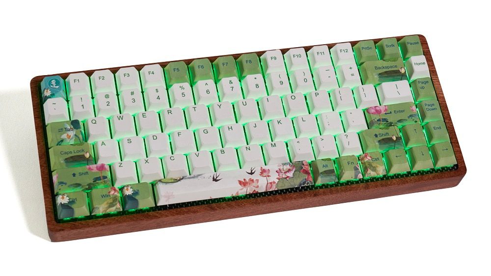 Cherry profile Dye Sub Keycap Set thick PBT plastic lotus pool green white blue colorway for gh60 xd64 xd84 xd96 tada68 87 104 Cherry profile Dye Sub Keycap Set thick PBT plastic lotus pool green white blue colorway for gh60 xd64 xd84 xd96 tada68 87 104
