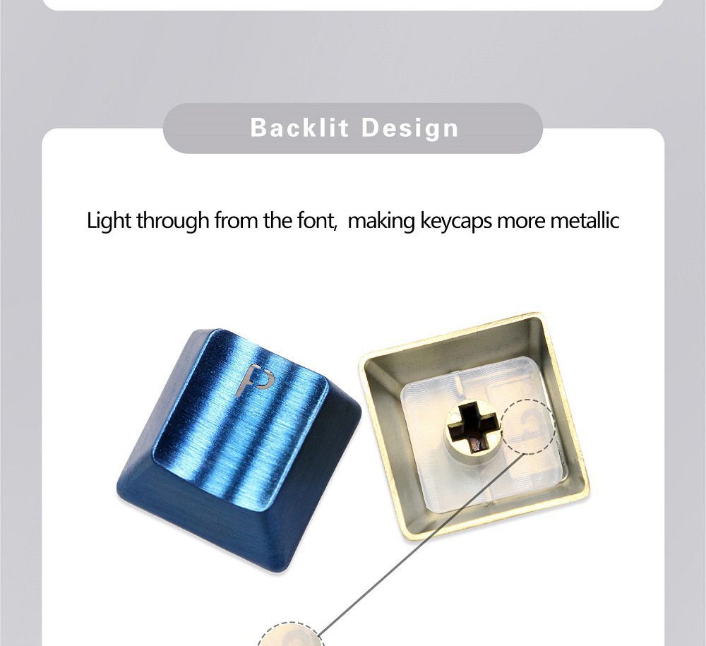 Teamwolf stainless steel MX Metal Keycap for keyboard Alpha 26 key light through back lit Black Blue Gold gradient Teamwolf stainless steel MX Metal Keycap for keyboard Alpha 26 key light through back lit Black Blue Gold gradient