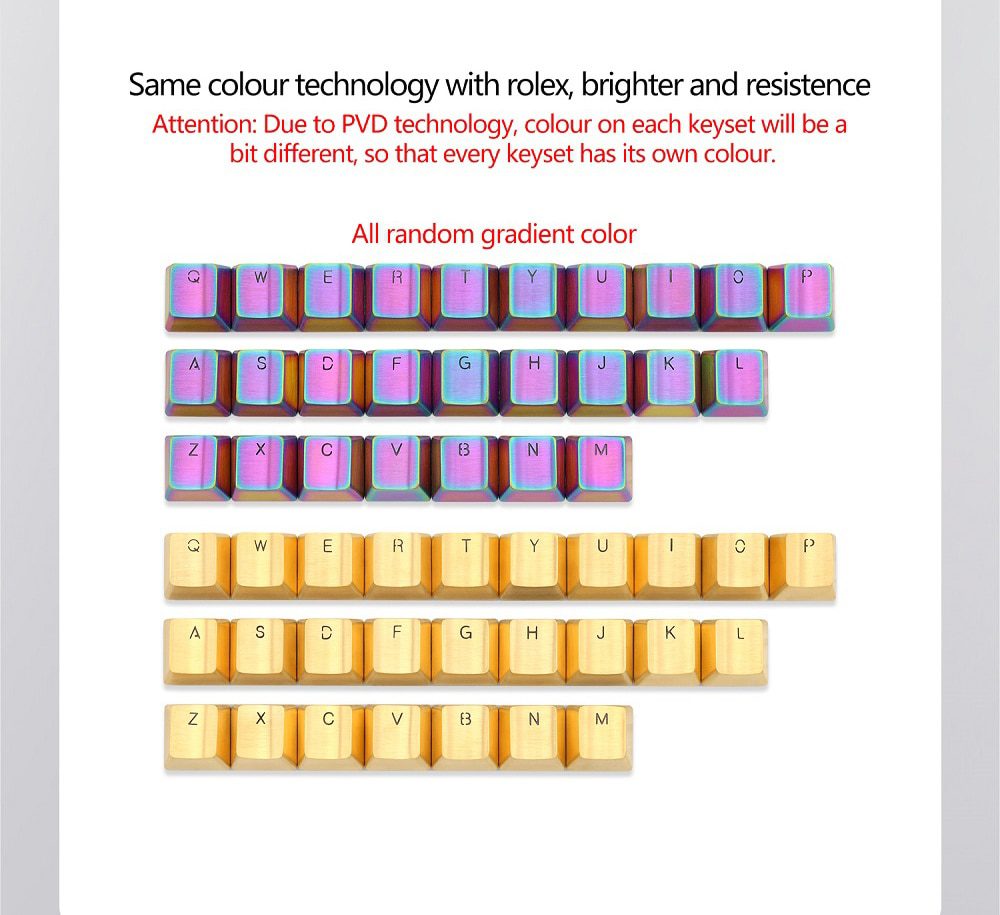 Teamwolf stainless steel MX Metal Keycap for keyboard Alpha 26 key light through back lit Black Blue Gold gradient Teamwolf stainless steel MX Metal Keycap for keyboard Alpha 26 key light through back lit Black Blue Gold gradient