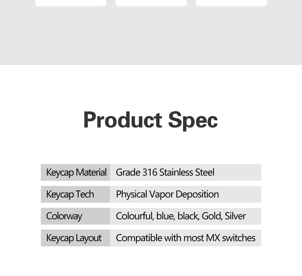 Teamwolf stainless steel MX Metal Keycap for keyboard Alpha 26 key light through back lit Black Blue Gold gradient Teamwolf stainless steel MX Metal Keycap for keyboard Alpha 26 key light through back lit Black Blue Gold gradient