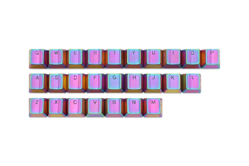 Teamwolf stainless steel MX Metal Keycap for keyboard Alpha 26 key light through back lit Black Blue Gold gradient Teamwolf stainless steel MX Metal Keycap for keyboard Alpha 26 key light through back lit Black Blue Gold gradient