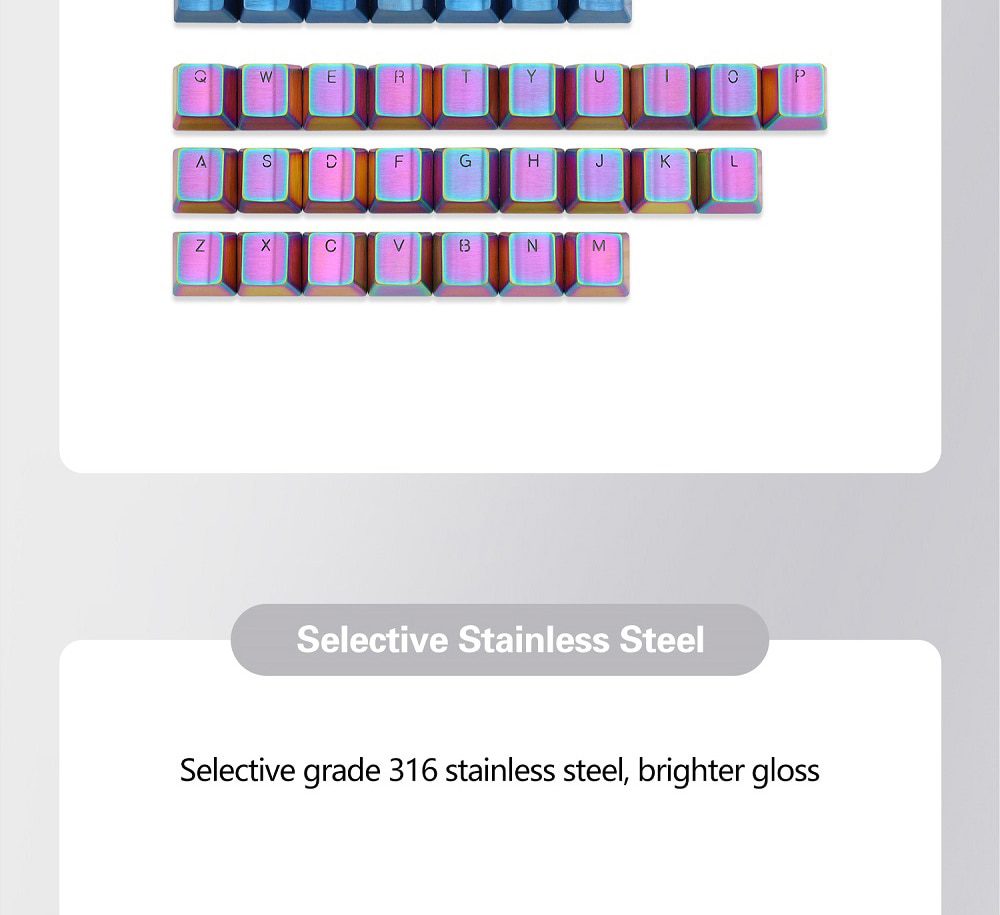 Teamwolf stainless steel MX Metal Keycap for keyboard Alpha 26 key light through back lit Black Blue Gold gradient Teamwolf stainless steel MX Metal Keycap for keyboard Alpha 26 key light through back lit Black Blue Gold gradient