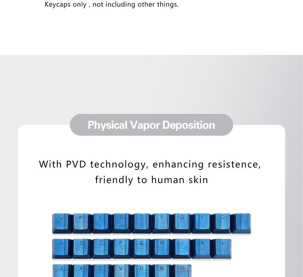 Teamwolf stainless steel MX Metal Keycap for keyboard Alpha 26 key light through back lit Black Blue Gold gradient Teamwolf stainless steel MX Metal Keycap for keyboard Alpha 26 key light through back lit Black Blue Gold gradient