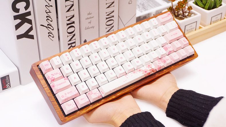 Cherry profile Dye Sub Keycap Set thick PBT plastic sakura flower white pink colorway for gh60 xd64 xd84 xd96 tada68 87 104 Cherry profile Dye Sub Keycap Set thick PBT plastic sakura flower white pink colorway for gh60 xd64 xd84 xd96 tada68 87 104
