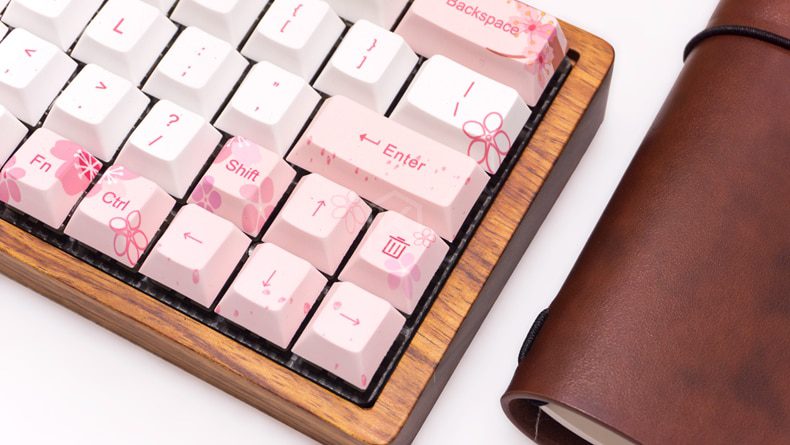 Cherry profile Dye Sub Keycap Set thick PBT plastic sakura flower white pink colorway for gh60 xd64 xd84 xd96 tada68 87 104 Cherry profile Dye Sub Keycap Set thick PBT plastic sakura flower white pink colorway for gh60 xd64 xd84 xd96 tada68 87 104