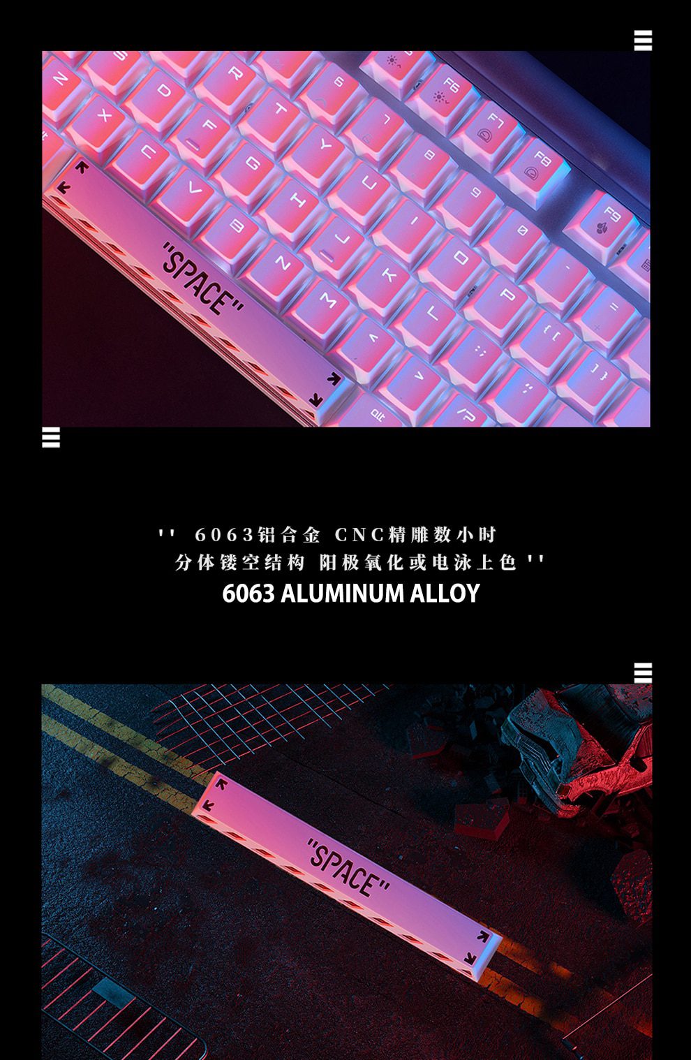 Holyoops 6.25u spacebar Artisan Keycap CNC anodized aluminum Compatible Cherry MX switches black orange purple green Holyoops 6.25u spacebar Artisan Keycap CNC anodized aluminum Compatible Cherry MX switches black orange purple green